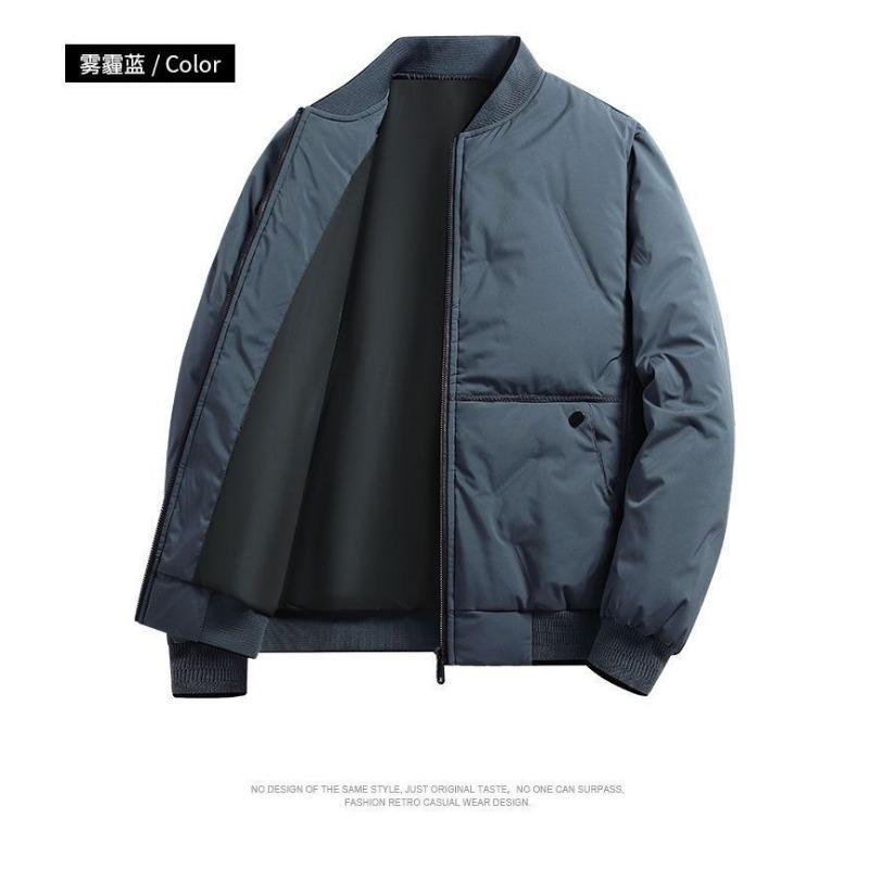

Men Solid Color Bomber Jacket Quilted Puffer Coat Casual Stand Collar Outerwear M синий