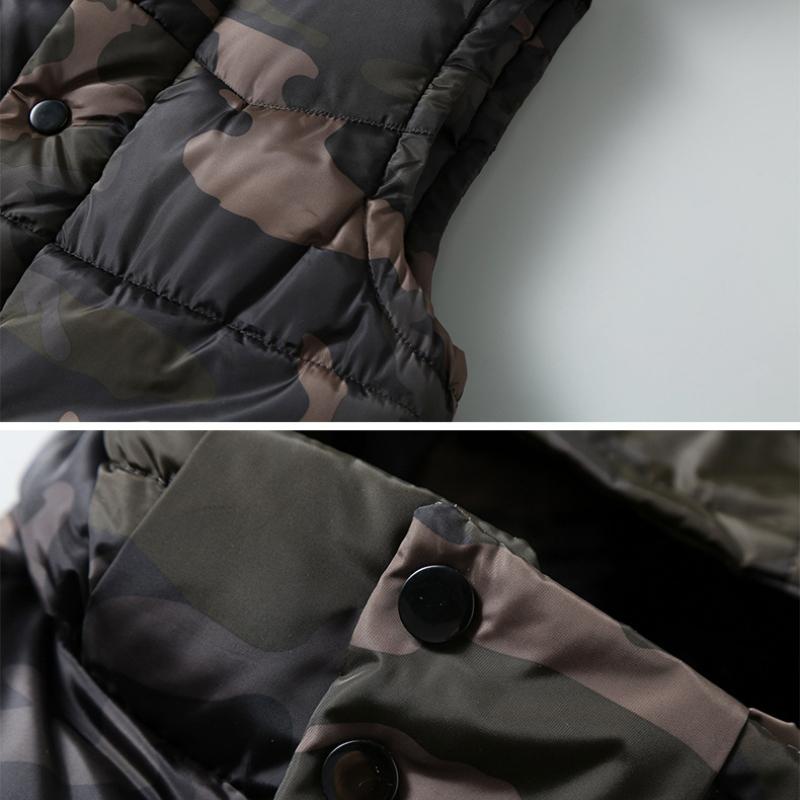 Kamouflageväst herrjacka snygg höst och vinter dun bomullsväst västjacka med huva varm bomull axelväst