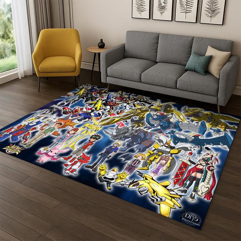 Digimon Adventure Angewomon Agumon Cartoon Carpet Rug for Bedroom Living Room Sofa Doormat Home Decor,Kid Area Rug Non-slip