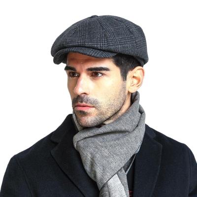 Men's Hat European and American Checkered Octagonal Hat Forward Hat Autumn and Winter Cap Painter Hat Newsboy