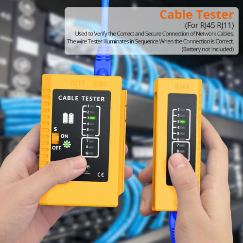 Proster RJ45 Crimping Tool, LAN Connector Crimping Pliers, Compatible with RJ45/RJ11/RJ12, CAT5/CAT6/CAT7, LAN Checker, CAT6 Connector & Protective Co
