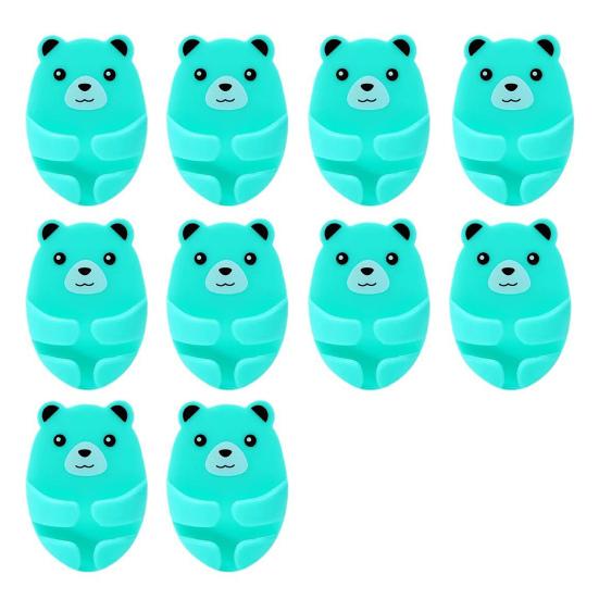 Cute Bear Plugs Holders Adhesive Wall Hook Plastic Phone Charger Holders No Drilling Needed Wall Mounted Organizer for Plugs Charger Storage