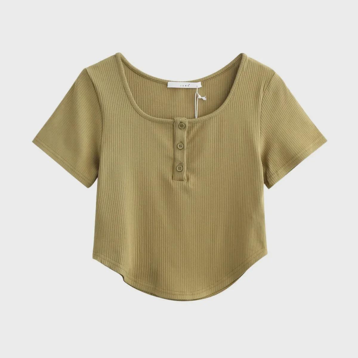 

2024 Летний Розовый С Завышенной Талией Облегающий Кроп-Топ: Футболка в стиле Hot Girl Pure Desire XXL (65-75 kg)