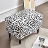 Leopard Print Ottoman Covers Spandex Rectangle Stool Cover All-inclusive Footstool Furniture Protector Sofa Footrest Stool Cover