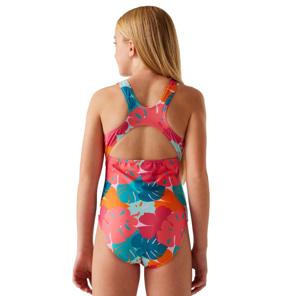 Regatta Girls Katrisse Tropical Leaves One Piece Swimsuit