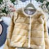 Autumn Winter Women Luxury Soft Mink Faux Fur Warm Short Jacket Diamond Button Single Breasted Christmas Outerwear Coat