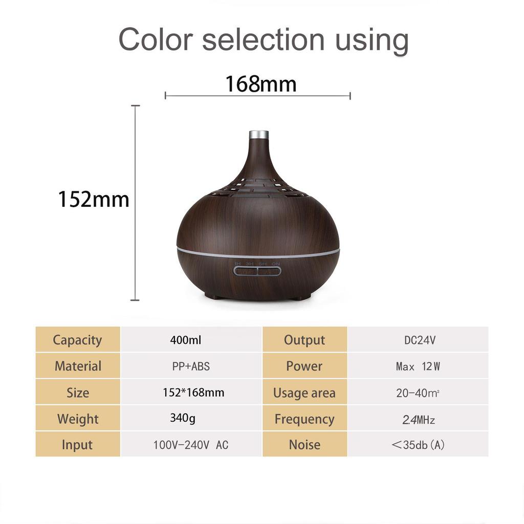 WiFi Wood Grain Aroma Diffuser, 400ML Air Atomizing Humidifier