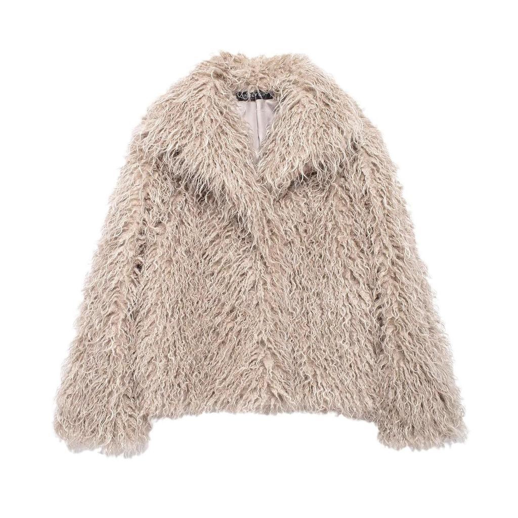 2024 Autumn Women's European & American Style Faux Fur Short Jacket