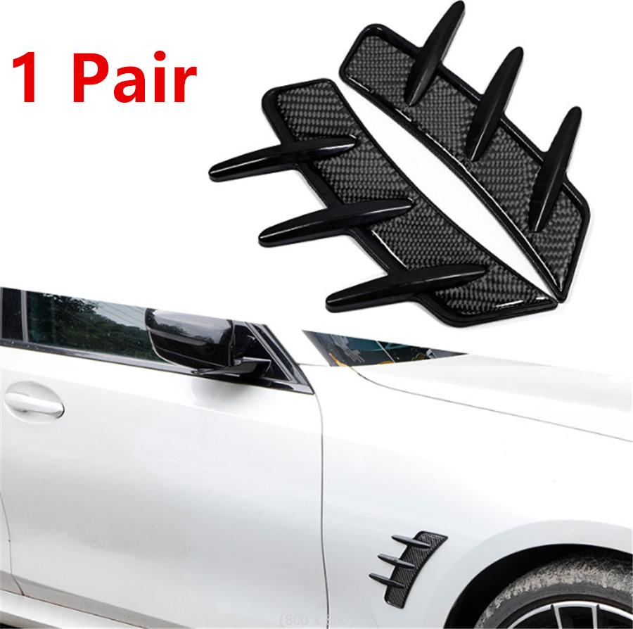Carbon Fiber Look Car Front Fender Side Air Vent Cover Trim Shark Gills Stickers