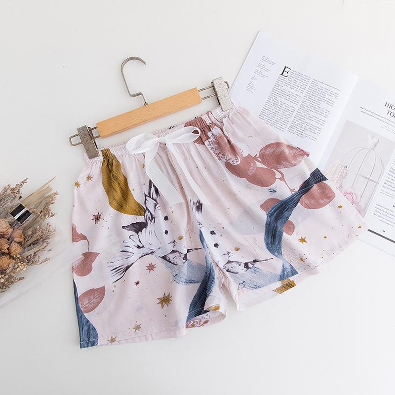 Women's Summer Cotton Silk Drapey Floral Shorts with Elastic Waist