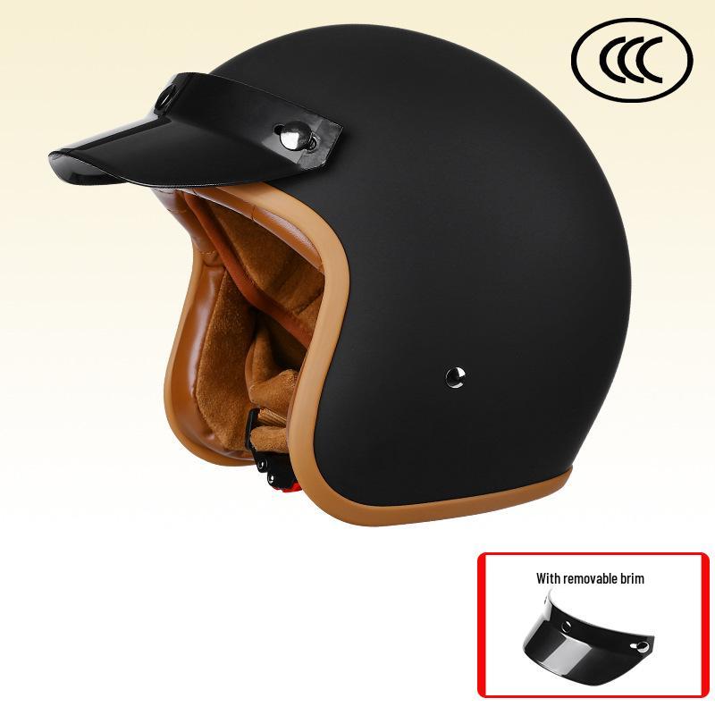 Retro 3C-Certified Unisex Motorcycle Helmet, All-Season 3/4 Design for Motorbike & Electric Bike