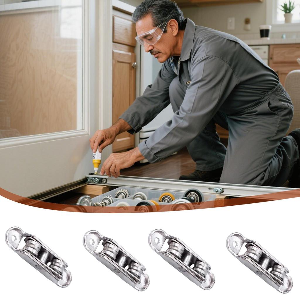 4 Pieces Sliding Window Pulley for Angle Adjustable Zinc Alloy Hardware Double Wheel Silent Roller for Kitchen Study