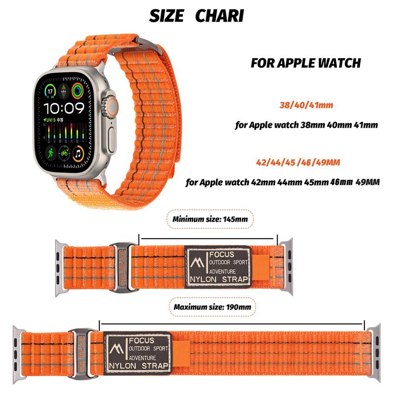 Straps for Apple Watch Band 44mm 40mm 49mm 41mm 45mm 38mm 42mm Nylon Loop Bracelet iWatch Ultra 2 Series 7 6 5 3 Se 8 9 10 45 Mm