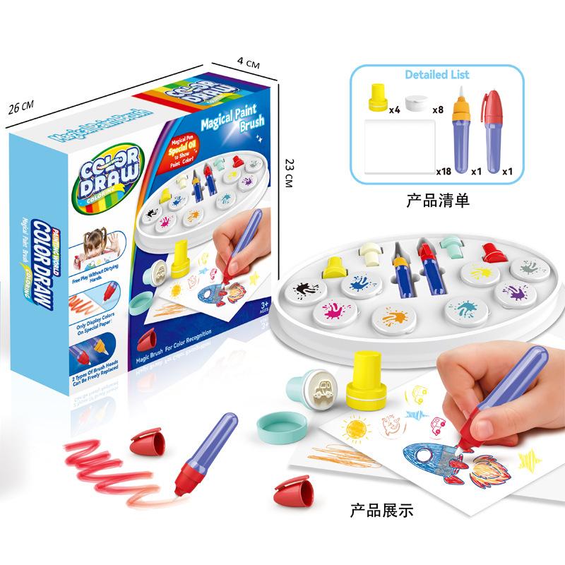 Magische Malspielzeuge für Kinder Fantasie-Farbpinsel Graffiti-Stempel Baby-Malset Kinder Montessori Interaktive Lernspielzeuge