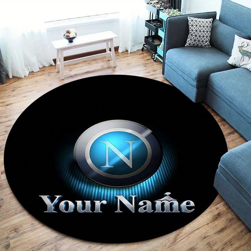 SSC Napoli Custom Name Round Area Rug,Carpet Rug for Living Room Bedroom Sofa Playroom Decor,Non-slip Floor Mat