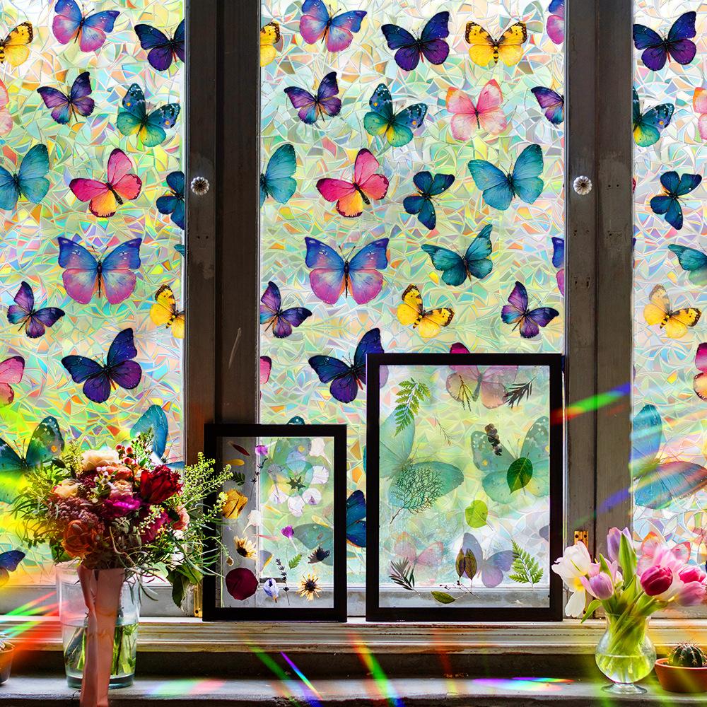 Laser-cut Iridescent Butterfly Living Room Home Décor Static Cling Window and Door Stickers
