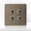 LangYeao Messinghebel UK Kippschalter Buster und Stanzlichtschalter Stil Edelstahlplatte Vintage Retro Wandschalter Steckdose