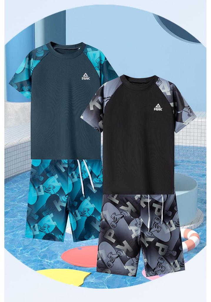 PEAK Boys' Skin-friendly Two-piece Swimwear - Comfortable, Professional Training Swimsuit Set for Kids