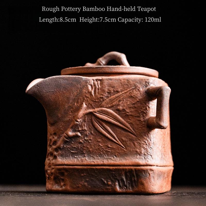 

120ML Old Rock Mud Rough Pottery Bamboo Hand-held Teapot No Glaze Retro Teapot Tea Kettle Tea Ceremony Tea Making Tea Ceremony