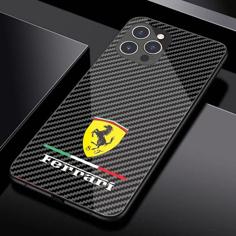 Závodní tvrzené sklo pro telefon pro Ferrari 458 488 599 612 FF F12 Pro iPhone 11 12 13 14 15 16 17Pro X XR XS Max Mini 7 8 Plus