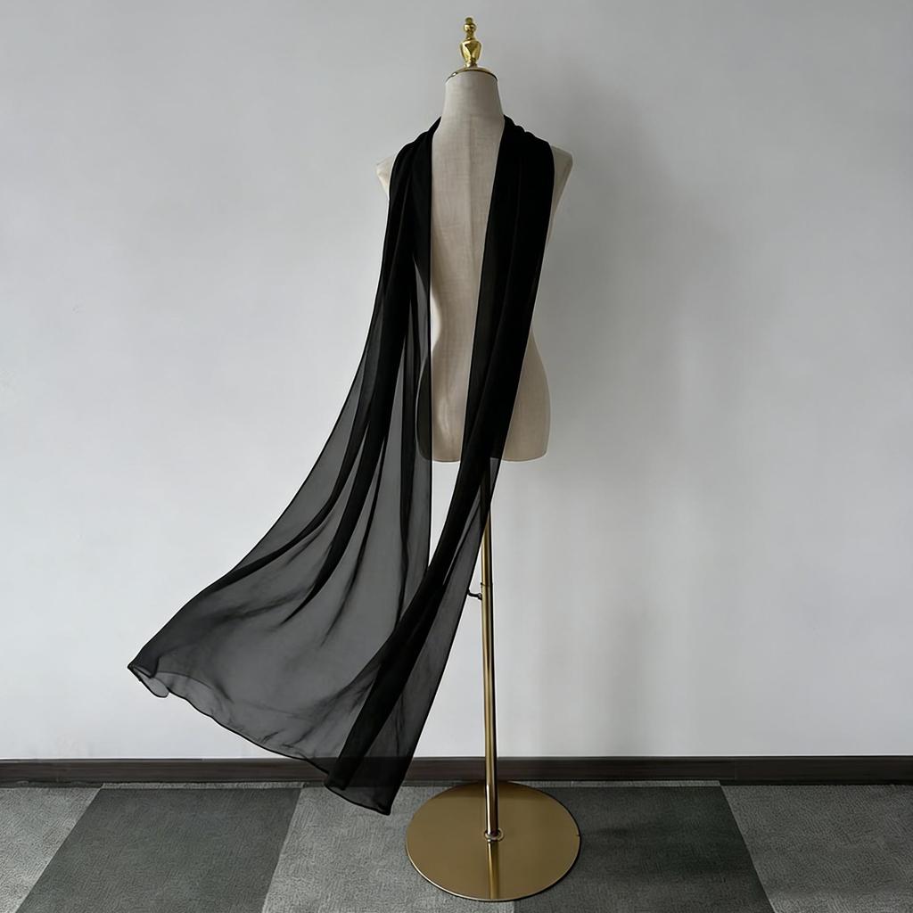 Solid Color Chiffon Bridal Shawl Cape - Wedding & Street Fashion Accessory