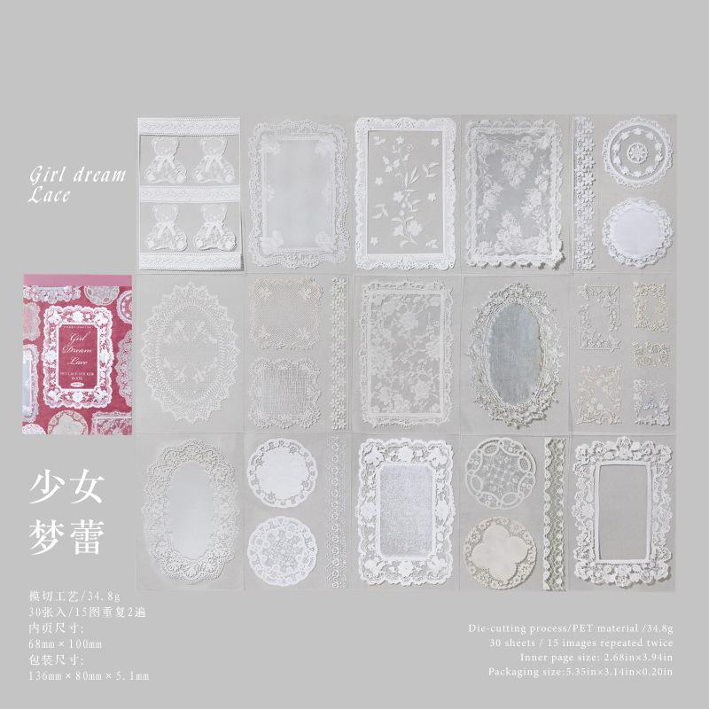 30 Sheets Basic Vintage Border Theme Base Stickers, Journal Collage Decor, Art DIY Background Material Stickers