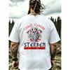 Men'S T-Shirt Black Viking Skull With Axes And German Text Lieber Stehend Sterben Als Kniend Leben Battle Scene Design For Outdoor Events And Casual
