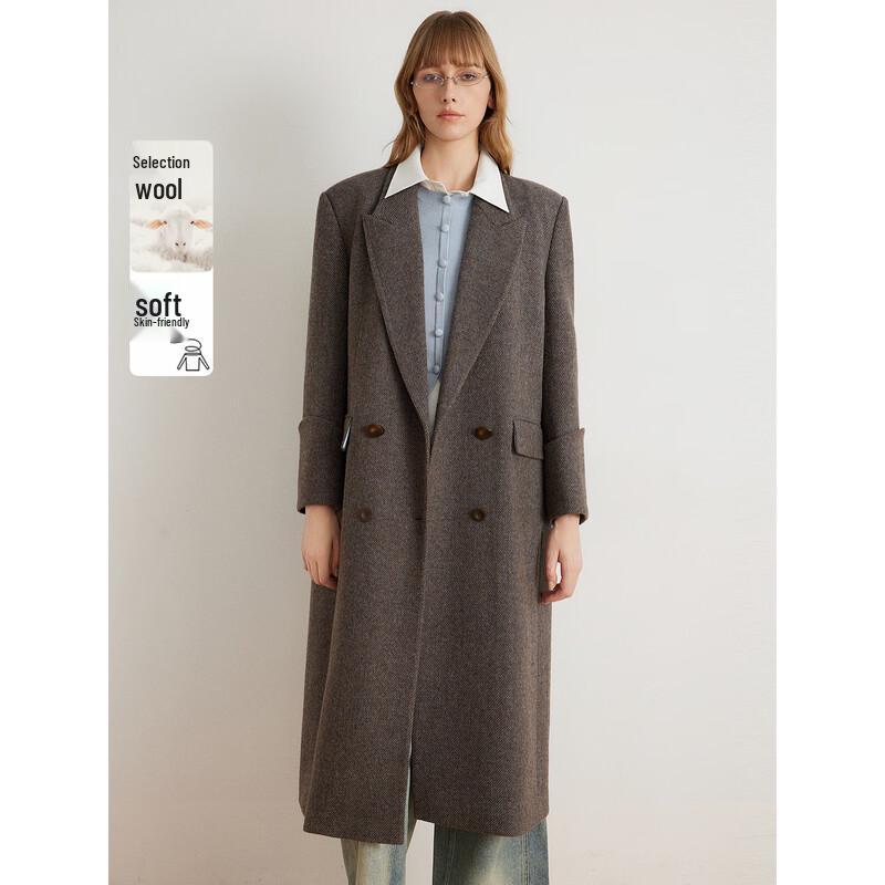ELLE Women s 100% Wool Long Winter Coat L