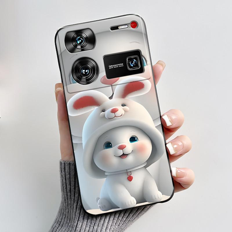 Case For ZTE Nubia Z60 Z70 Z70S Z50 Ultra Cute Love Heart Rabbit Matte Black Soft Silicone Cover For Nubia Z60Ultra Fundas Shell