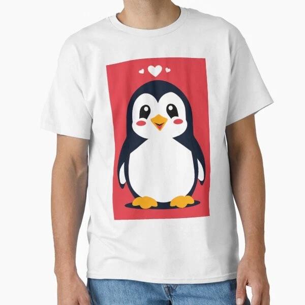 Valentines Day Penguin Vector Art Classic T Tshirt Made In Usaus Size S2xl
