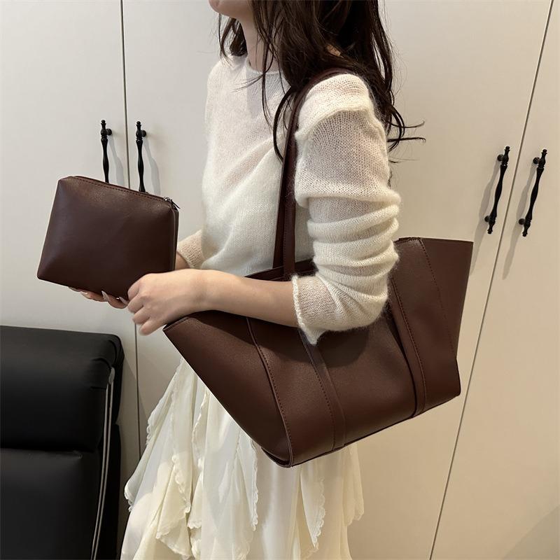 Simple Commuter Tote Bag Spring New Retro Fashion Shoulder Bag Niche Trend Child and Mother Bag Women