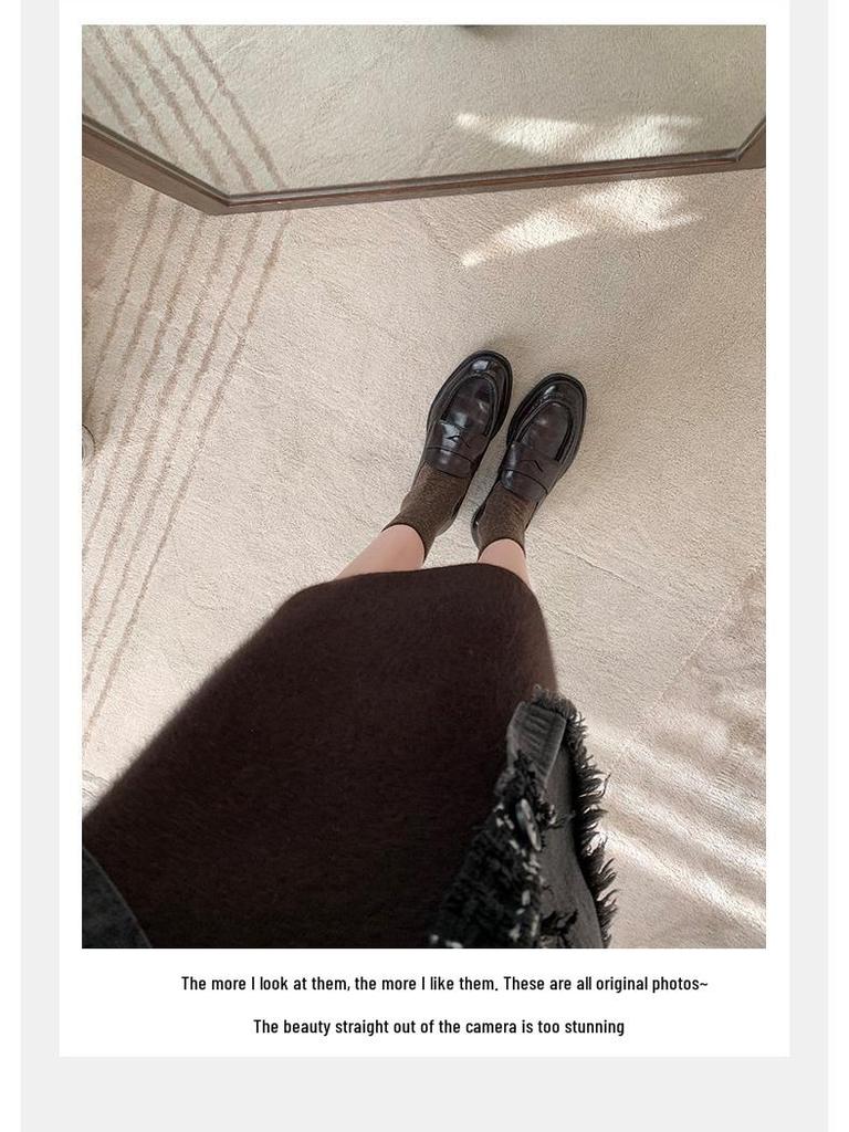 Grape Mom's Retro British College Style Chunky Heel Slip-On Loafers - Perfect for Autumn!