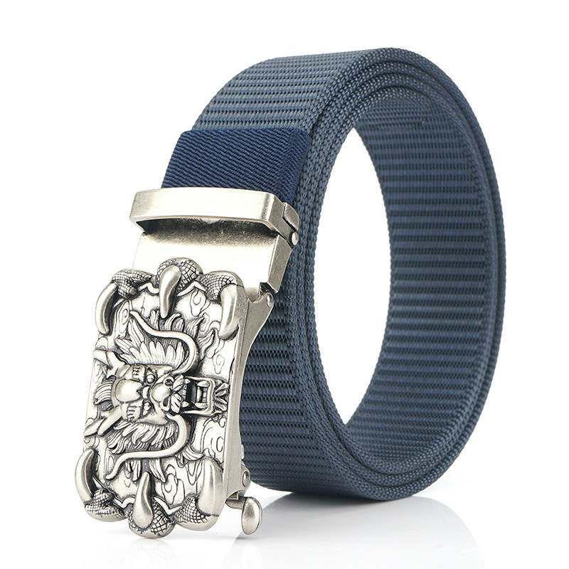 Men'S Nylon Belt Business Automatic Buckle Belt Casual Canvas Toothless Buckle Belt Strength Delivery