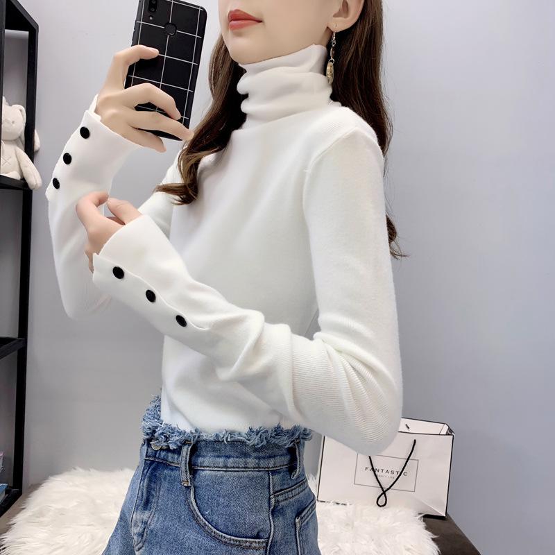 Women's High Neck Knit Top: Versatile Slim Fit Turtleneck Sweater, Autumn/Winter 2023 Collection, Patchwork Design.