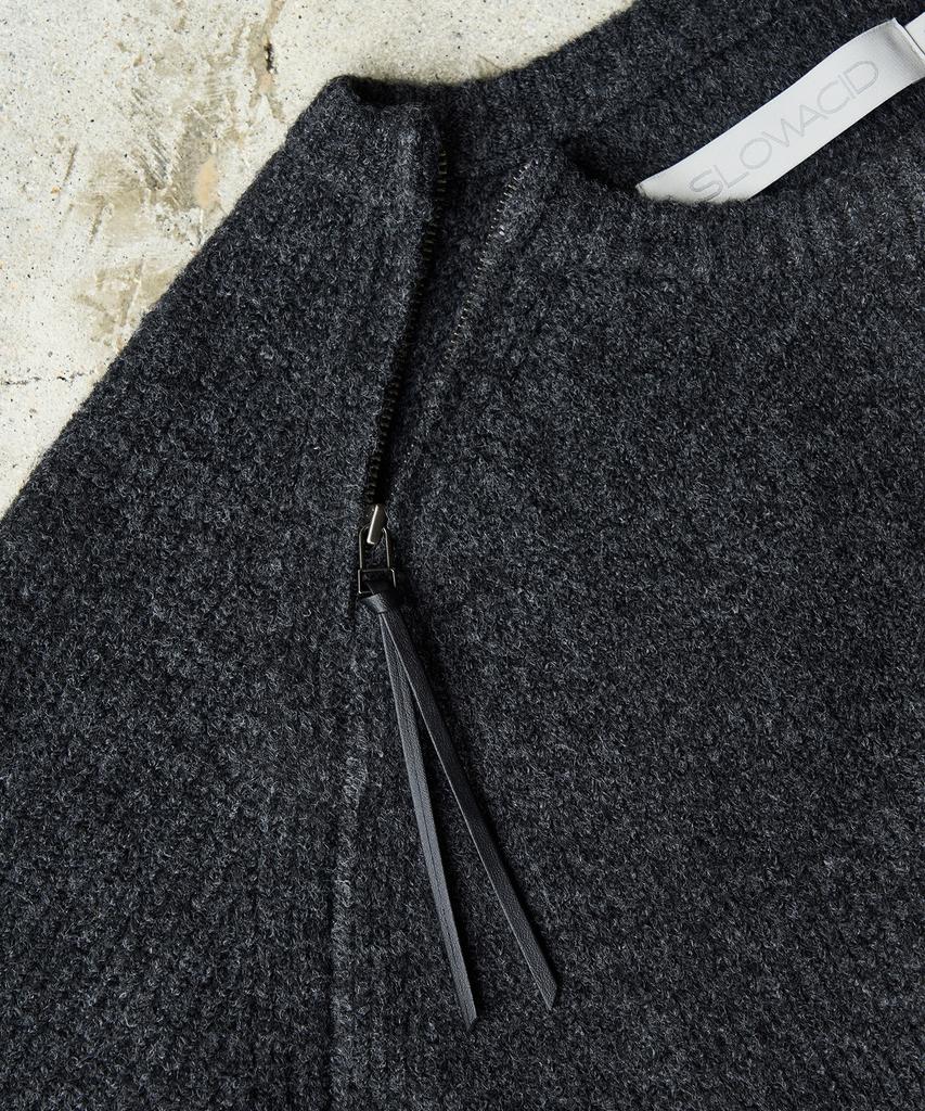 SLOWACID Slit Zipper Snug Knit [Charcoal]