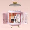 Crown Luxury Cosmetics Organizer Makeup Storage Box Desktop Rotating Jewelry Ring Display Box Storage Shelf Dustproof Makeup Box