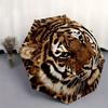 "Wild Tiger Print Round Coaster Set of 4"Umbrella, Portable 3-Fold Compact Umbrella for Men & Women ES19