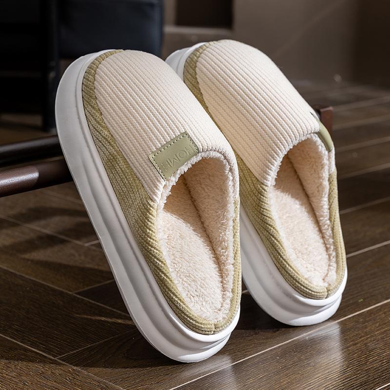 Comfortable Indoor Home Thick Soled Velvet Anti Slip Cotton Slippers