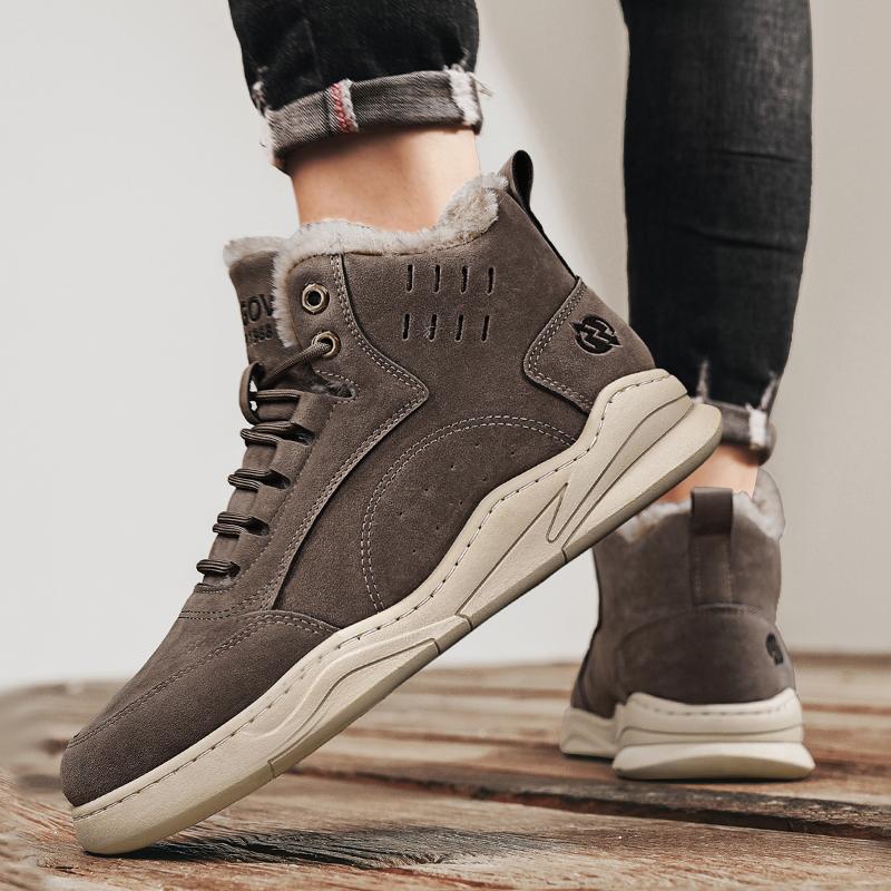 Vintersnøstøvler for menn Holder varmen Bomullssko Utendørs tursko Plysj Varm Høy ankelstøvler Joggesko