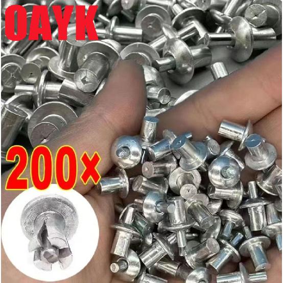 OAYK 200 Stück Aluminiumlegierung Expansionsnieten Hammerantrieb Expansionsnägel Kopfdurchdringende Niete Edelstahlschaft Schrauben Plattenwandbefestigungen