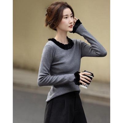 De Mana Damen Colorblock Rundhals Strickpullover