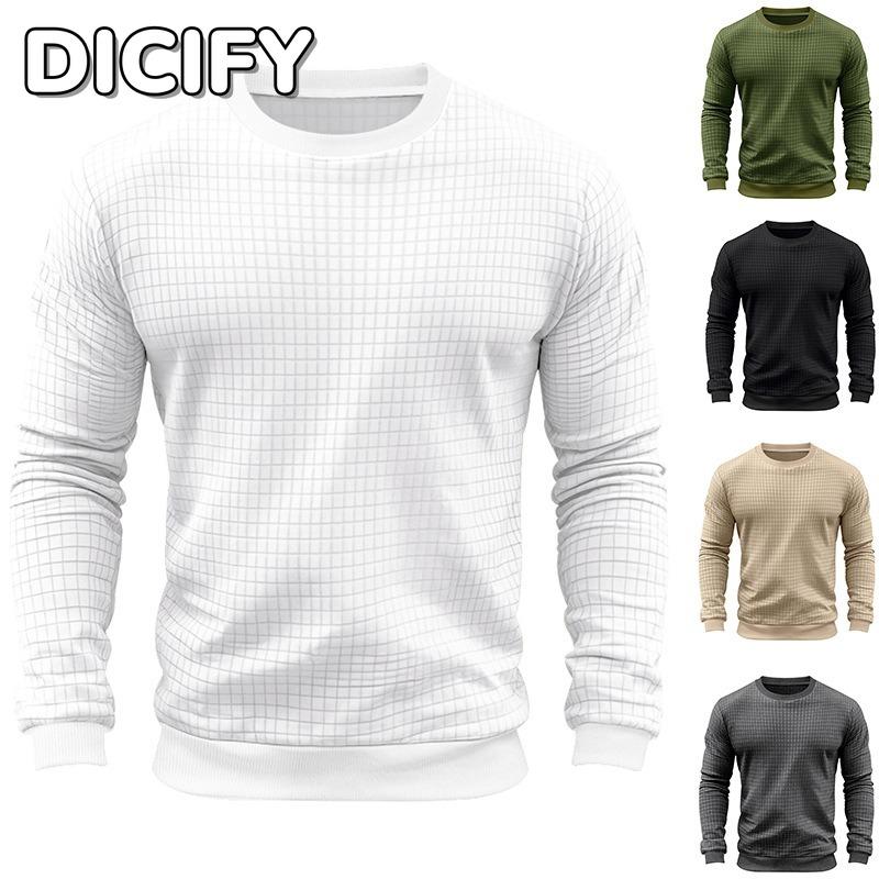 DICIFY Men's Fashion Casual Autumn Winter Long Sleeve O-Neck Blouses & Shirts