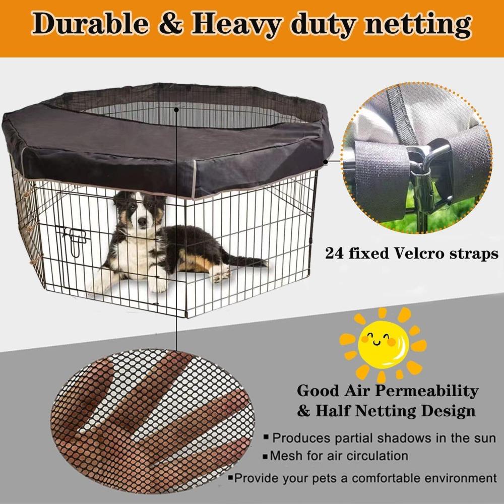 Mesh Pet Cage Cover 8 Panel Kennel Shade Protector Durable Dog Pen Cover  Small Animals