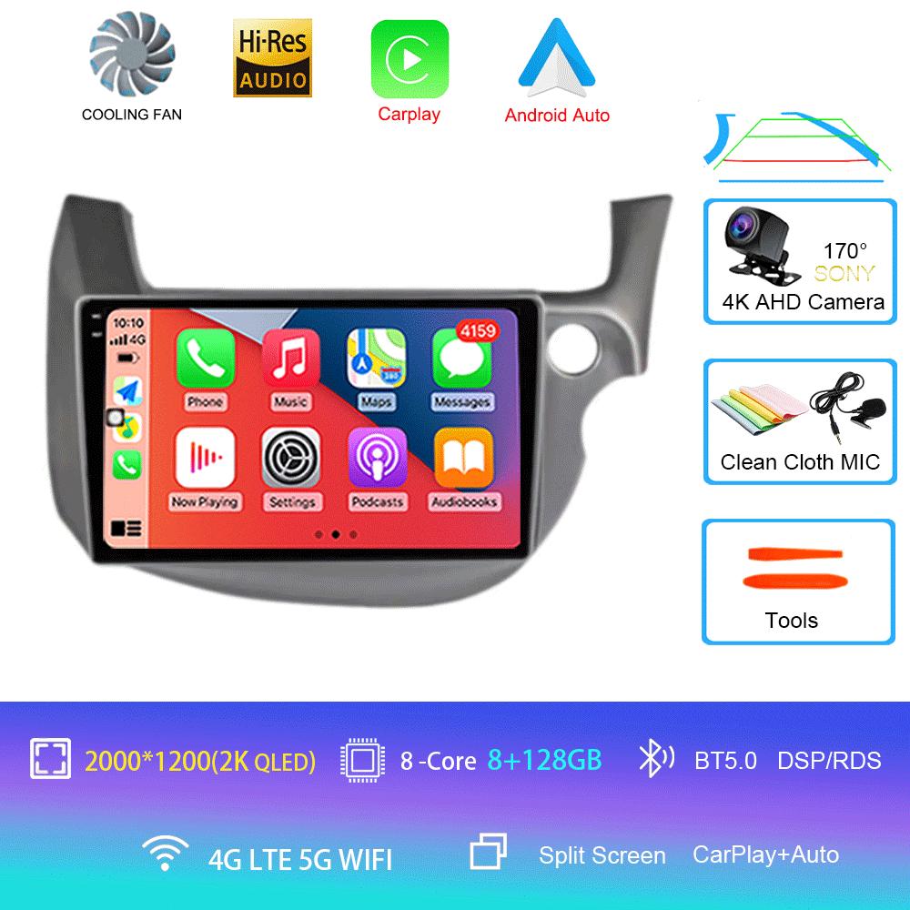 Car Radio Android 14 Carplay For HONDA FIT JAZZ 2007 - 2013 Navigation Multimedia Player Stereo 5gWiFi+4G BT DVD Head Unit Auto