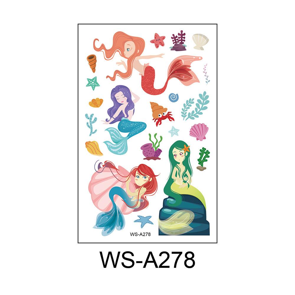 Children's Cartoon Mermaid Tattoo Sticker Pink Princess Waterproof Cute Fun Disposable Bonus Sticker