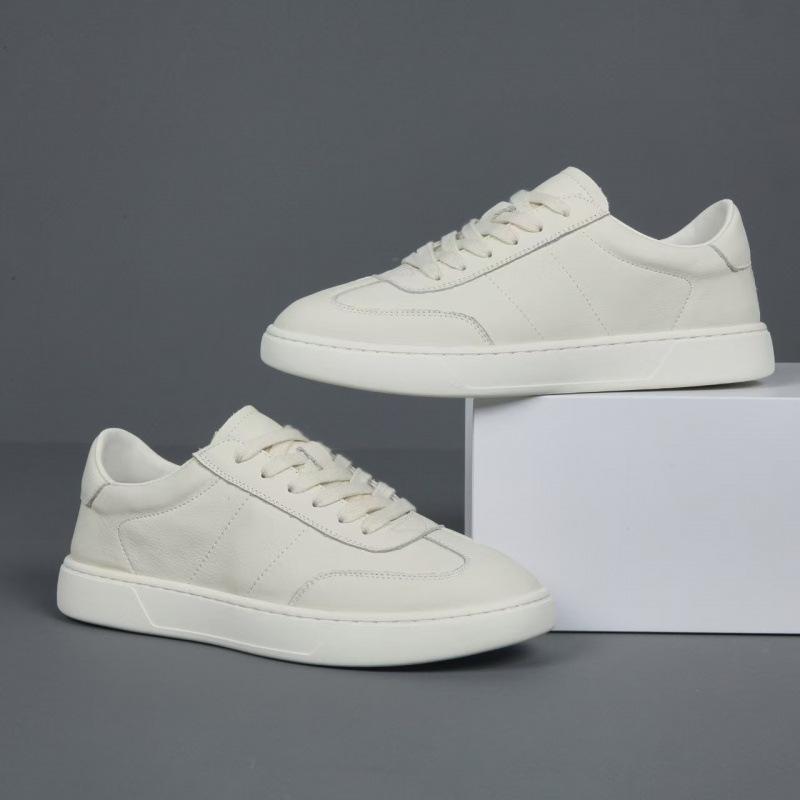 Cross-Border By Korean Version Trend Summer New Breathable White Platform Leather Casual Sports Shoes White Shoes Men'S Board