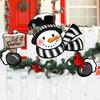 Christmas Snowman Fence Peek Decor: Winter Courtyard Festival Board.