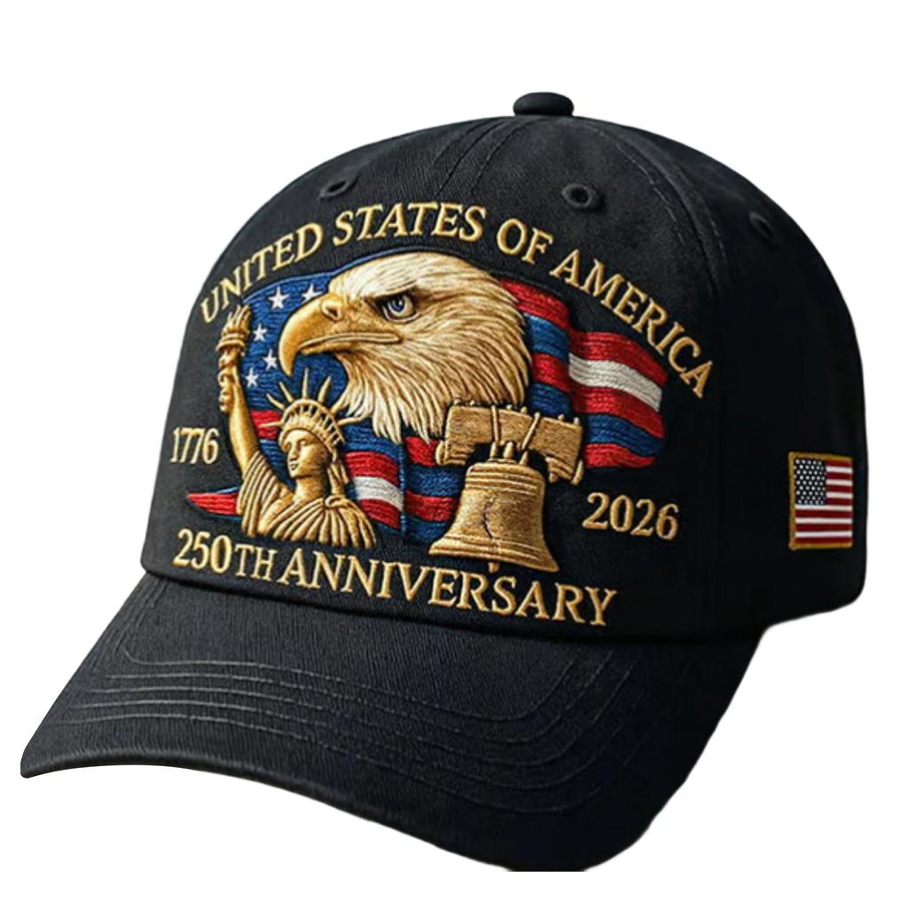 United States of America 250th Anniversary Embroidered Baseball Cap Adjustable Fit American Flag Eagle Statue of Liberty Design