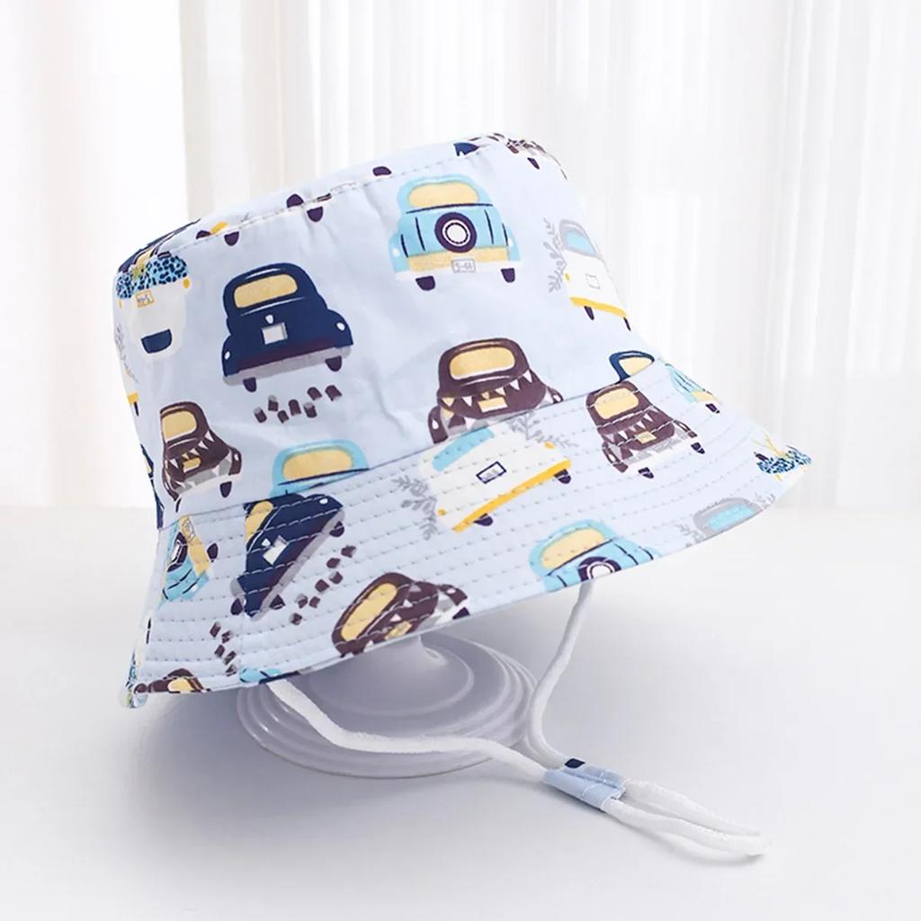 Baby Sun Hat Summer Kids Cartoon Dinosaur Print Soft Cotton Bucket Hat For Girls Boys Panama Beach UV Protection Cap Children