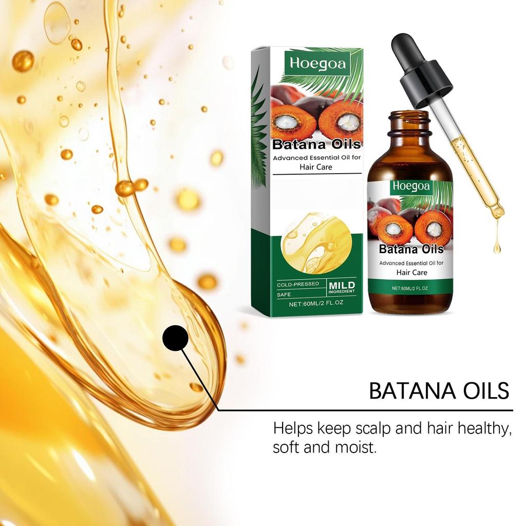 60ml Batana Hair Oil: strengthens hair, reduces frizz, nourishes the scalp, and promotes healthy, shiny hair.